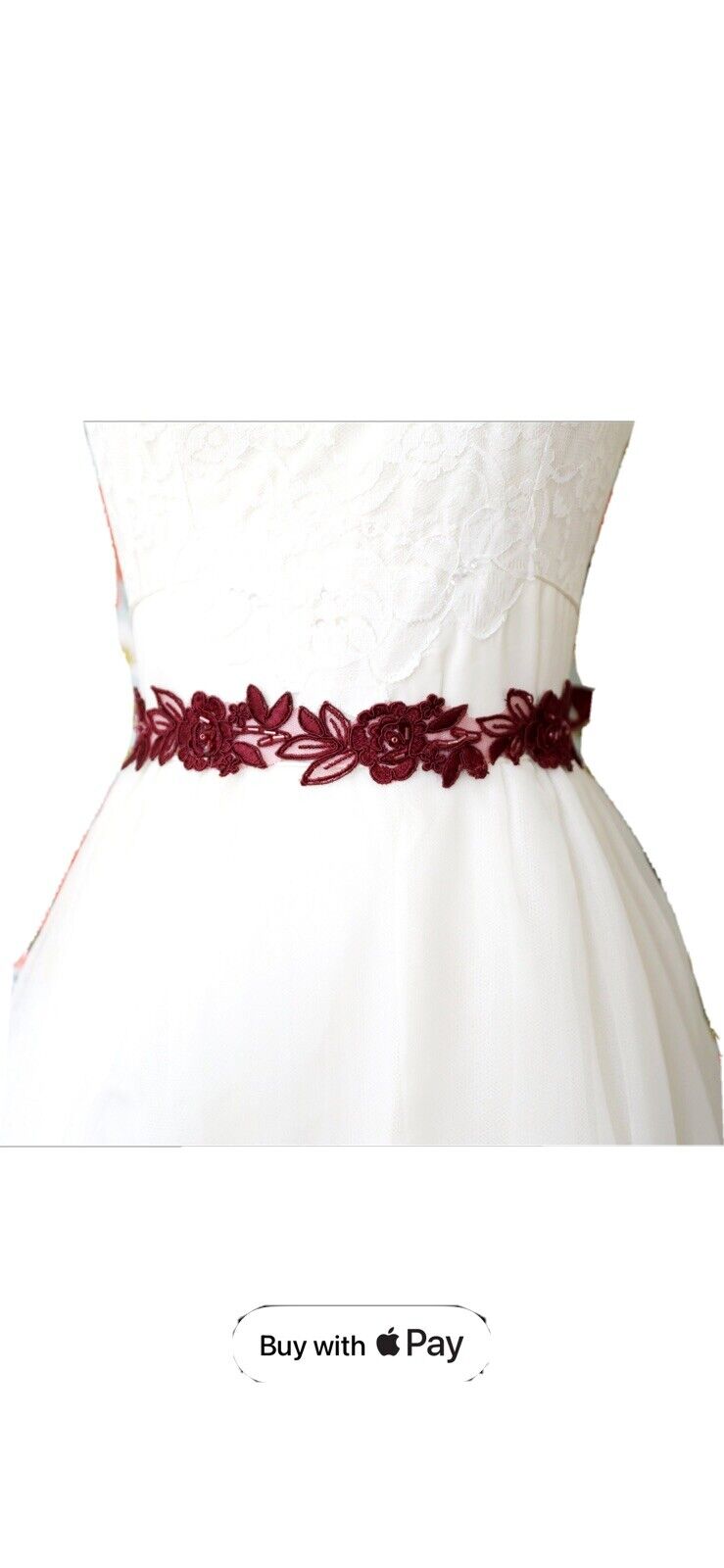 burgundy flower beaded lace sash belt