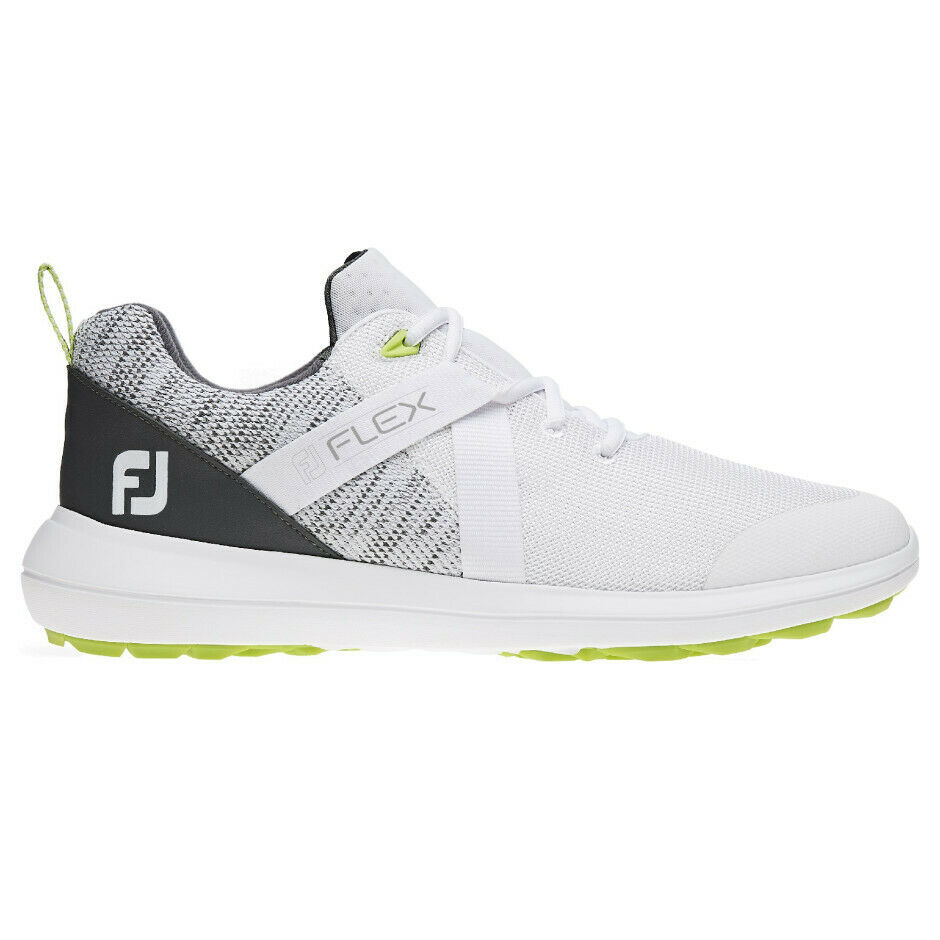 Footjoy Fj Flex Spikeless Shoes, White/grey #56101 - Choose Your Size