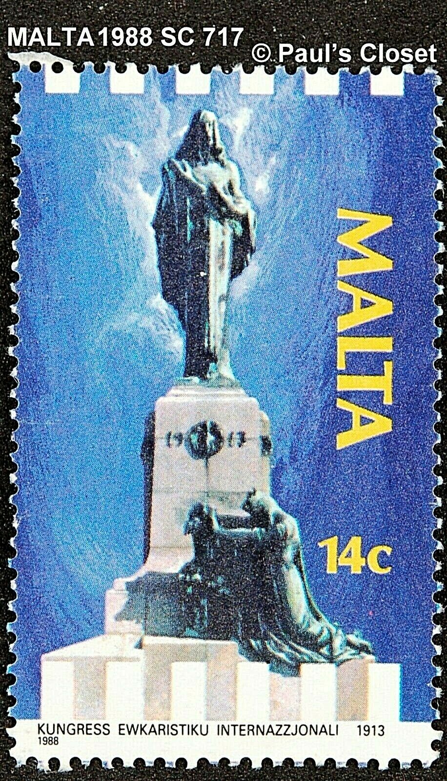 Malta 1988 Sc 717 14¢ Christ The King Monument Ung Very Light Cnx Very Fine