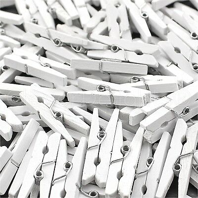 100 White Mini Clothespins - 1 1/8