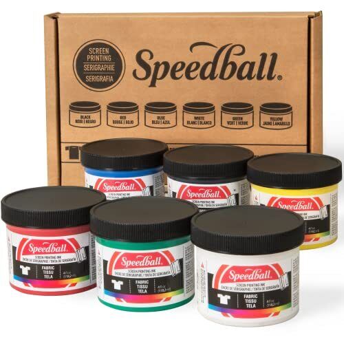 Speedball Fabric Screen Printing Ink Starter Set, 6-Colors, 4-Ounce for T-Shirt