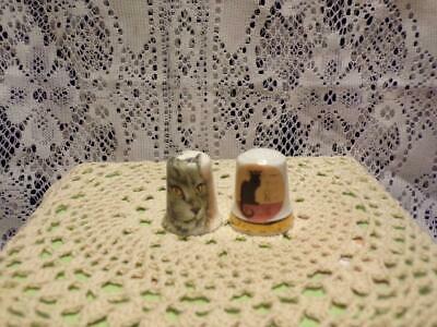 Collectible- Pair Of Porcelain/bone China Thimbles-  Cats  Lot #4