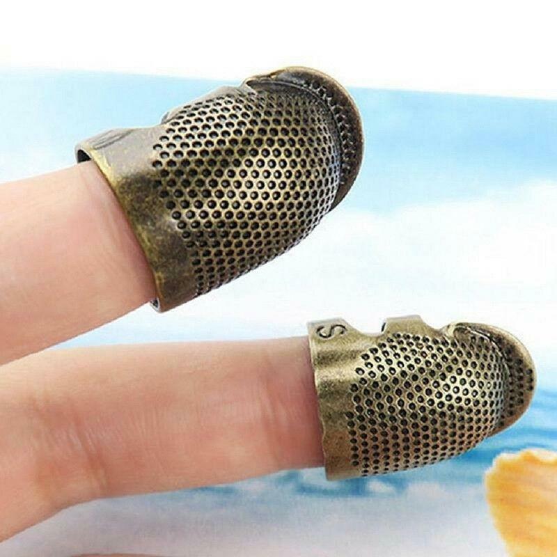 Brass Finger Protector Ring Copper Thimble Retro Needlework Sewing Tools Lp