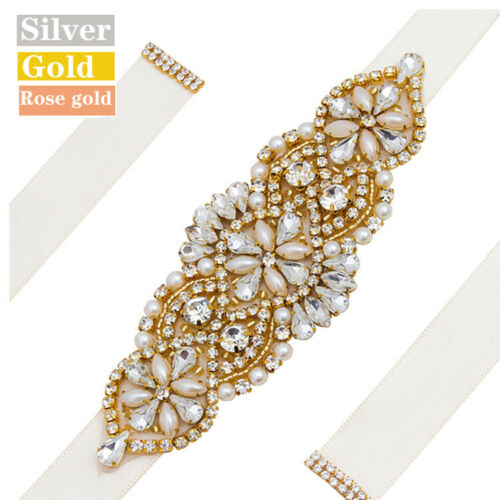 Crystal Bridal Sash Embellished Rhinestone Wedding Belt (Silver,Gold,Rose gold)
