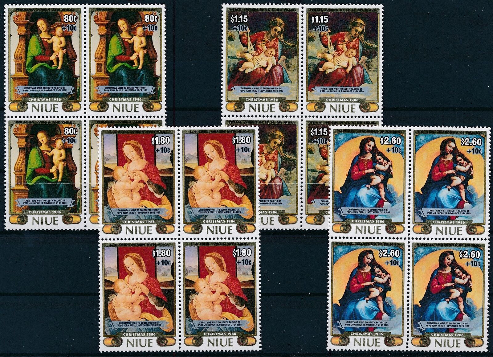 [P15.672] Niue 1986 : Art - 4x Good Set Very Fine MNH Overprinted Stamps - $ 115