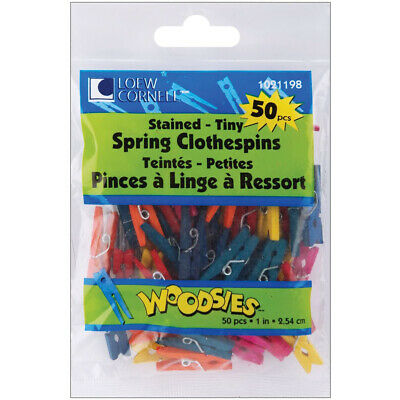 Loew-Cornell Simply Art Wood Tiny Spring Clothespins, Colored, 1 Inch, 50-Count
