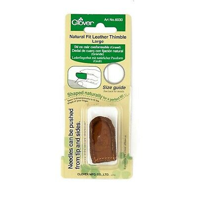 Clover Natural Fit Leather Thimble, Large Lt. Brown
