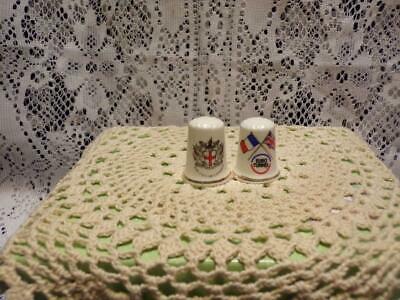 Collectible-pair Of Porcelain/bone China Thimbles- London & Euro Tunnel  Lot #1