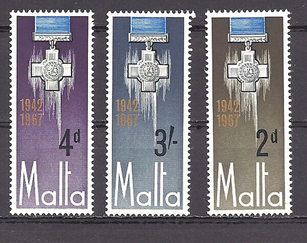 Malta , 1967 ,  George Cross , Set Of 3 Perf , Mnh